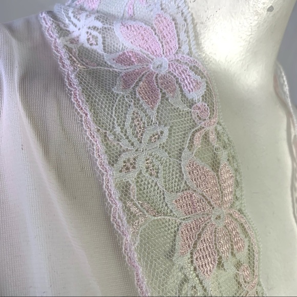 LADY CAMEO PINK LACE NIGHTWEAR LONG SHEER ROMANTIC ROBE VINTAGE  WOMEN LARGE - Picture 14 of 16